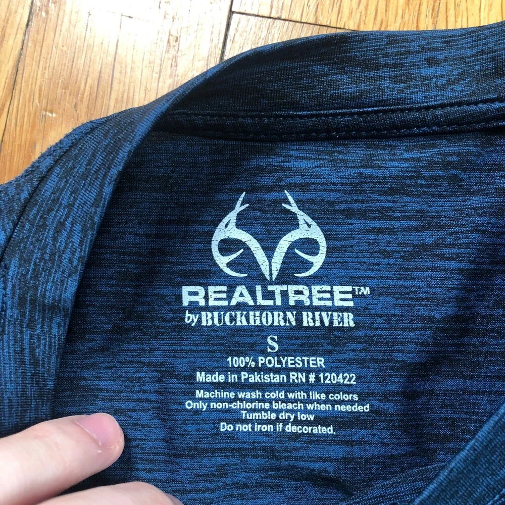 Realtree‎ Shirt Womens Small Blue Polyester Deer Hunting Top 1/2 Sleeve Adult